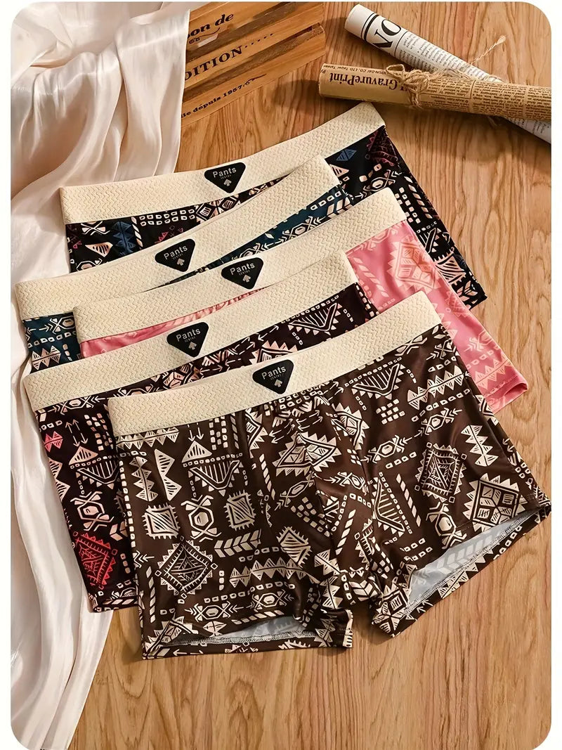 Men'S Retro Style Pant Series Boxer Briefs {Pack of 7pcs Random Color}