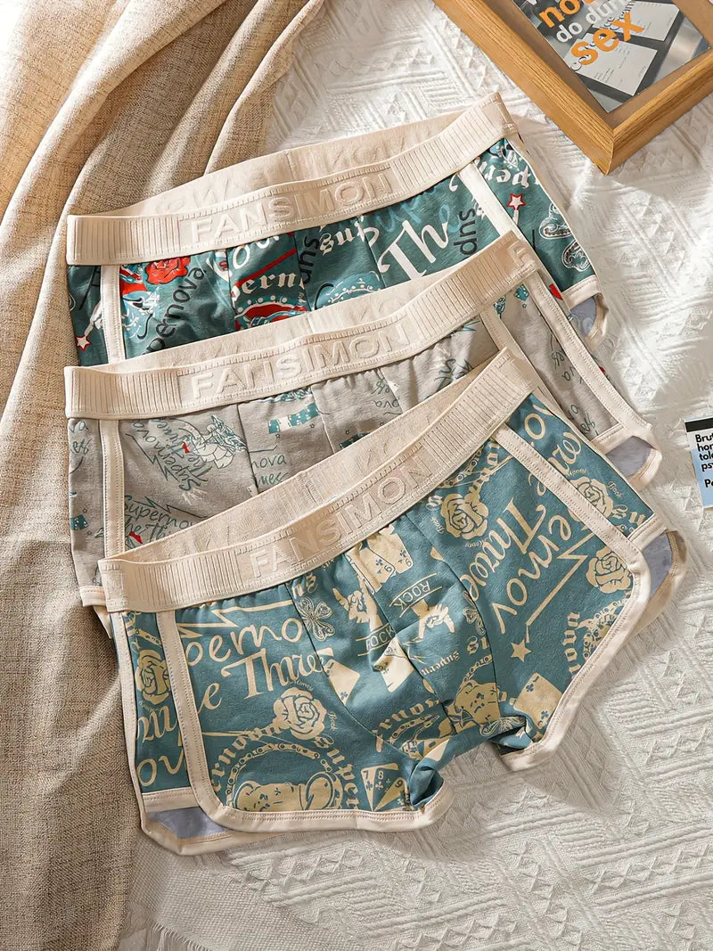 Men'S Graffiti Print Underwear FANSIMON Series {Pack of 7pcs Random Color}
