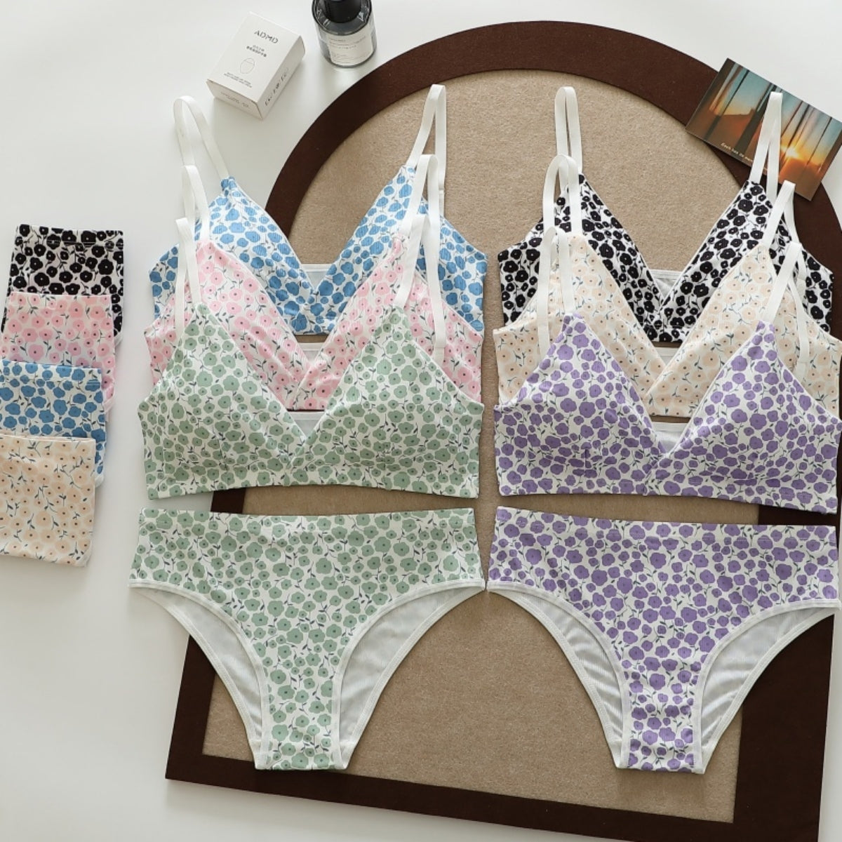 (Pack of 6) Women's Striped Bra & Panty Lingerie Set for Girl's Combo -by Zoya Hosiery | L-63