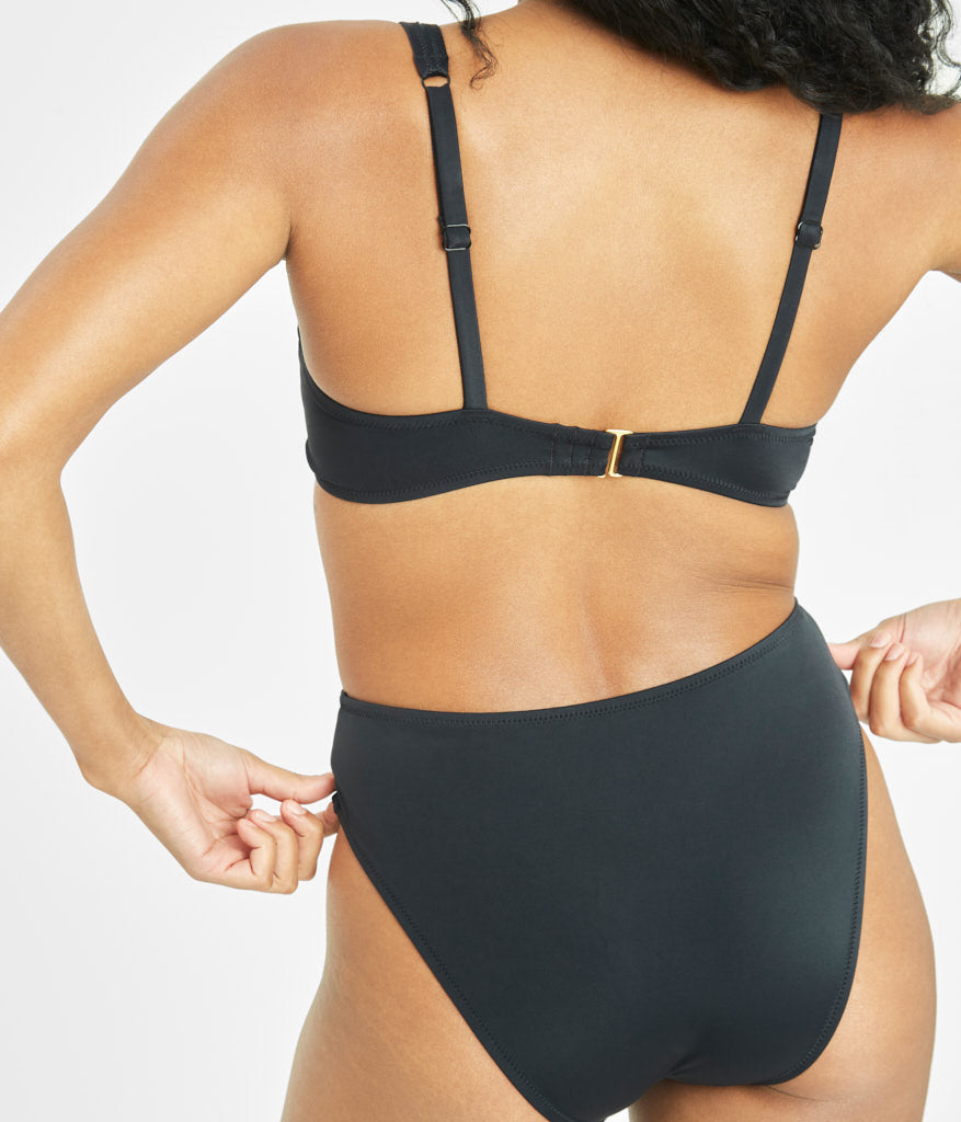 The Swim Plunge Bralette: Jet Black