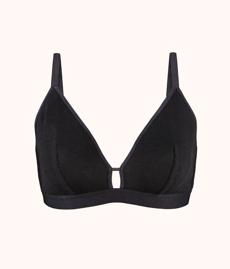The Ribbed Busty Bralette: Jet Black