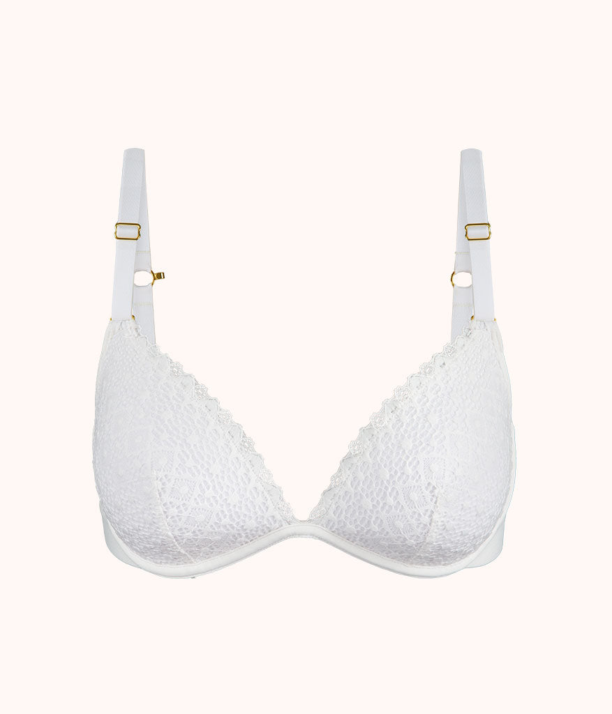 The Crochet Lace Deep V No-Wire Push-Up: Fresh White