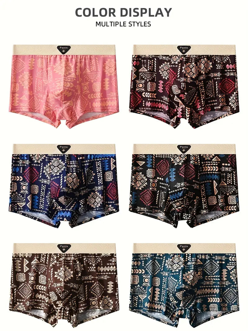 Men'S Retro Style Pant Series Boxer Briefs {Pack of 7pcs Random Color}