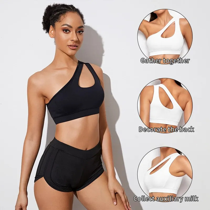 Brahauz One Shoulder Shockproof Yoga Bra