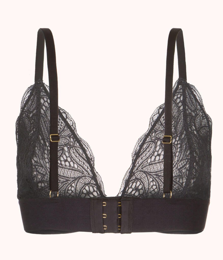 The Long-Lined Lace Bralette: Jet Black