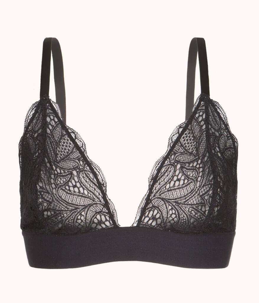 The Long-Lined Lace Bralette: Jet Black